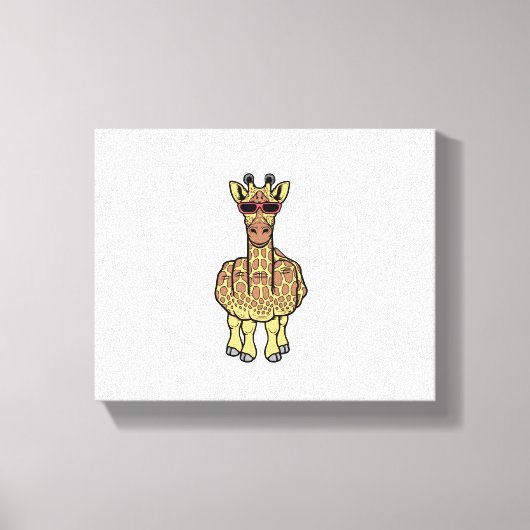 Middelvinger Giraffe Grappig Offensief Onbeleefd S Canvas Afdruk (Voorkant)