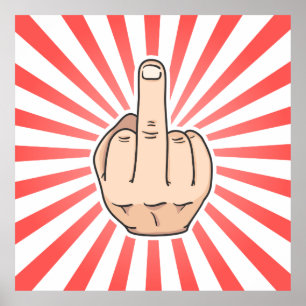 Middelvinger met rode strepen poster
