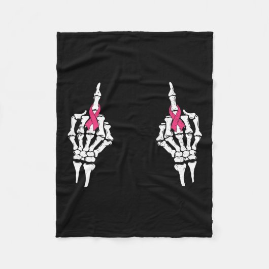 Middelvinger roze lint borstkanker Halloween Fleece Deken (Voorkant)