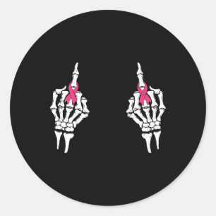 Middelvinger roze lint borstkanker Halloween Ronde Sticker