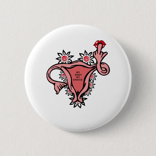 middelvinger uterus beschermroe v. wade ronde button 5,7 cm (Voorkant)