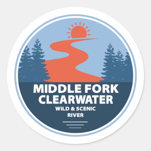 Middelvork Clearwater Wilde en Schilderachtig rivi Ronde Sticker (Voorkant)
