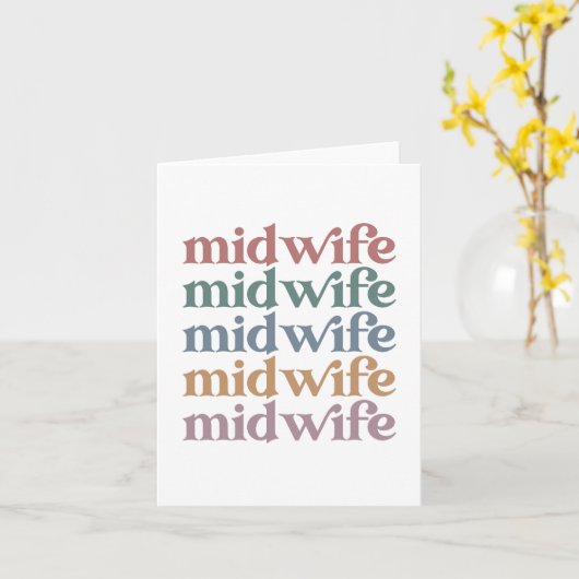 Middelvrouw Retro  Midwifery Gift Kaart (Gele Bloem)