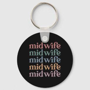 Middelvrouw Retro  Midwifery Gift Sleutelhanger