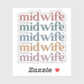Middelvrouw Retro  Midwifery Gift Sticker (Vel)
