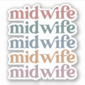 Middelvrouw Retro  Midwifery Gift Sticker (Voorkant)