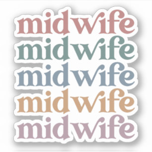 Middelvrouw Retro  Midwifery Gift Sticker