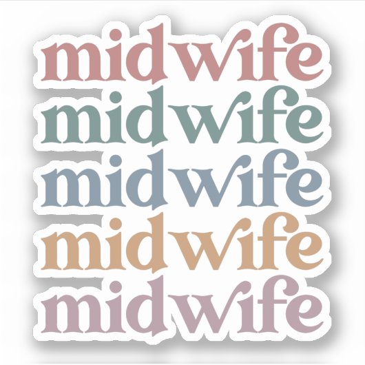 Middelvrouw Retro  Midwifery Gift Sticker (Voorkant)