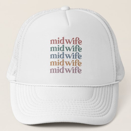 Middelvrouw Retro Midwifery Gift Trucker Pet (Voorkant)