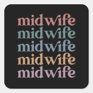 Middelvrouw Retro  Midwifery Gift Vierkante Sticker