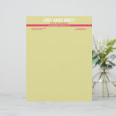 Midden aandachtroze stripe ecru professioneel briefhoofd ontwerp (Staand voorkant)