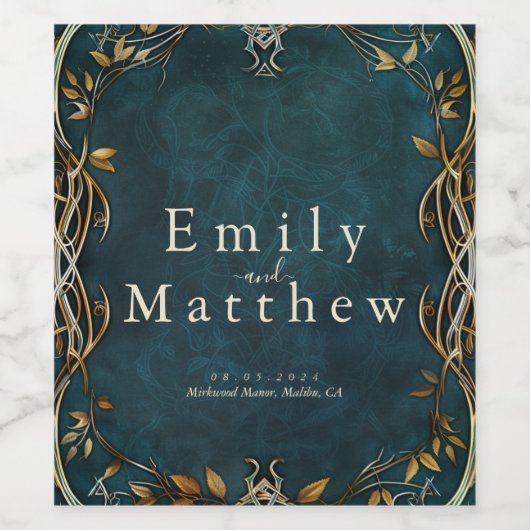 Midden-aarde Majesteit bruiloft Wijn Etiket (Enkel label)