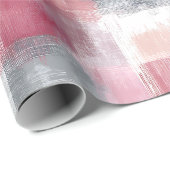 Midden Abstract Gingham Roze en Grijs Cadeaupapier (Rol Hoek)