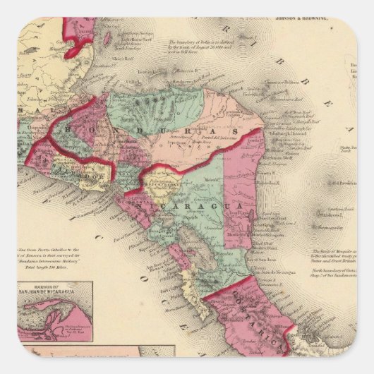 Midden-Amerika 6 Vierkante Sticker (Voorkant)