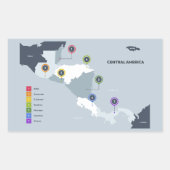 Midden-Amerika Kaart Rechthoekige Sticker (Voorkant)