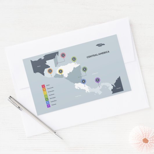 Midden-Amerika Kaart Rechthoekige Sticker (Envelop)