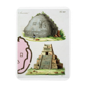 Midden-Amerikaanse oudheden, detail van twee piram Magneet