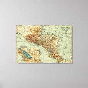 Midden-AmerikaPanoramische KaartMidden-Amerika 2 Canvas Afdruk