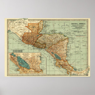 Midden-AmerikaPanoramische KaartMidden-Amerika 2 Poster