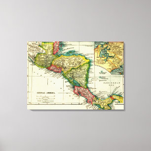 Midden-AmerikaPanoramische KaartMidden-Amerika Canvas Afdruk
