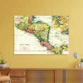 Midden-AmerikaPanoramische KaartMidden-Amerika Canvas Afdruk (Insitu (Woonkamer))