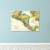 Midden-AmerikaPanoramische KaartMidden-Amerika Canvas Afdruk (Insitu (Houten vloer))
