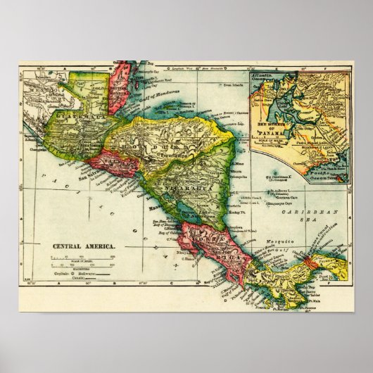 Midden-AmerikaPanoramische KaartMidden-Amerika Poster (Voorkant)