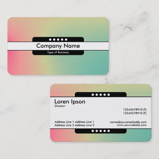 Midden Band 5 Spots - Gradiënt Y, M, B, R, Donkere Visitekaartje (Voorkant / Achterkant)