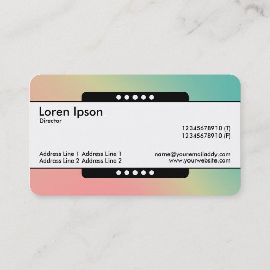 Midden Band 5 Spots - Gradiënt Y, M, B, R, Donkere Visitekaartje (Achterkant)