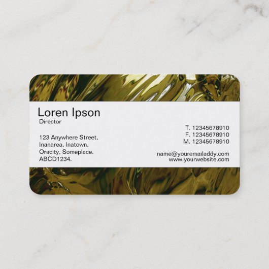 Midden band (gesneden) - Abstract vloeibaar goud Visitekaartje (Achterkant)