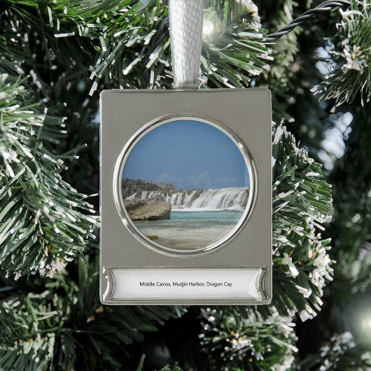 Midden Caicos Mudjin Harbour Dragon Cay Ornament Verzilverd Banner Ornament