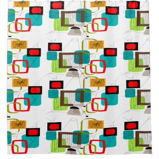 Midden-Centraal Abstract 3 Douchegordijn (Voorkant)