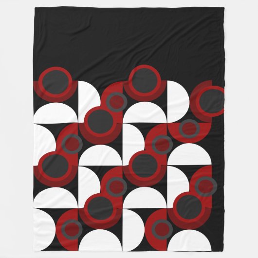 Midden-Centraal Modern rood, zwart en grijs Fleece Deken (Voorkant)
