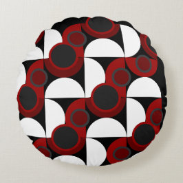 Midden-Centraal Modern rood, zwart en grijs Rond Kussen