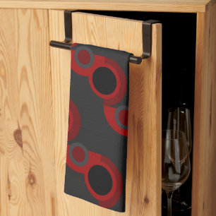 Midden-Centraal Modern rood, zwart en grijs Theedoek