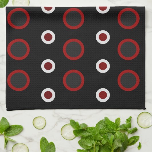 Midden-Centraal Modern rood, zwart en grijs Theedoek (Gevouwen)