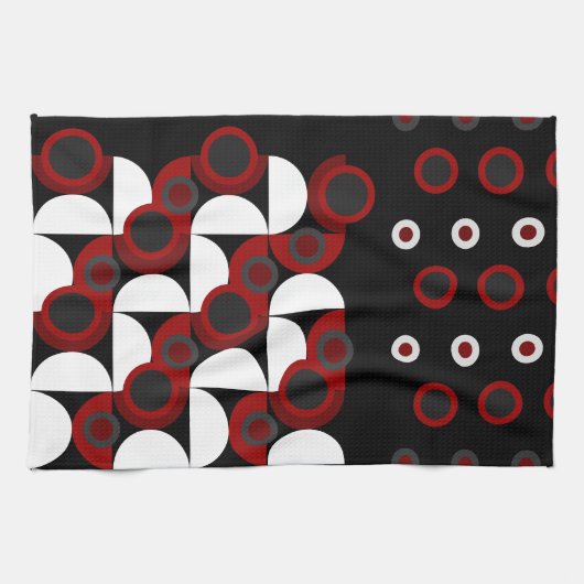Midden-Centraal Modern rood, zwart en grijs Theedoek (Horizontaal)
