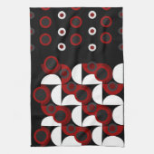 Midden-Centraal Modern rood, zwart en grijs Theedoek (Verticaal)