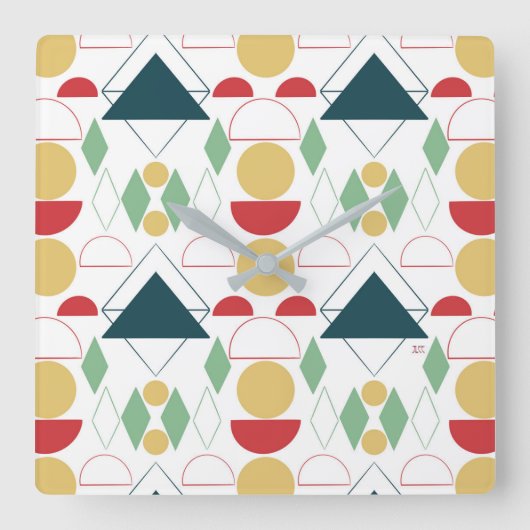 Midden-centraalmodus Geometrisch kleurrijk  Vierkante Klok (Voorkant)