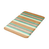 Midden-Century awning stripe - tan & turquoise Badmat (Gekanteld)