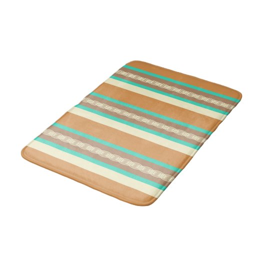 Midden-Century awning stripe - tan & turquoise Badmat (Gekanteld)