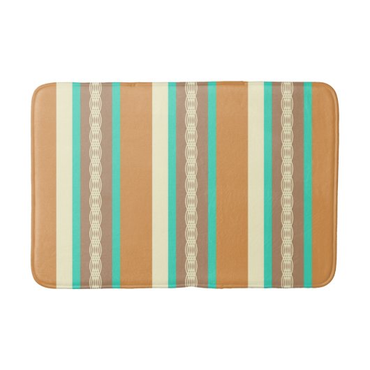 Midden-Century awning stripe - tan & turquoise Badmat (Voorkant)