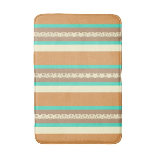 Midden-Century awning stripe - tan & turquoise Badmat (Voorkant Verticaal)