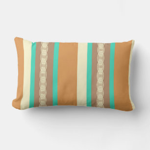Midden-Century awning stripe - tan & turquoise Kussen