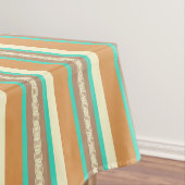 Midden-Century awning stripe - tan & turquoise Tafelkleed (Voorbeeld)