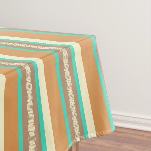 Midden-Century awning stripe - tan & turquoise Tafelkleed (Voorbeeld)