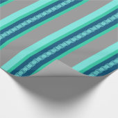 Midden-Century awning stripe - turquoise & grijs Cadeaupapier (Hoek)
