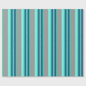 Midden-Century awning stripe - turquoise & grijs Cadeaupapier (Vlak)