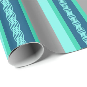 Midden-Century awning stripe - turquoise & grijs Cadeaupapier