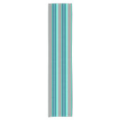 Midden-Century awning stripe - turquoise & grijs Korte Tafelloper (Voorkant)